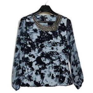 Alfani Beaded Dress Blouse Size M